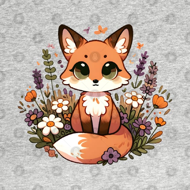 Enchanted Fox Amidst Wildflowers by Umbrella Studio